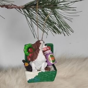 Festive Dog Holiday Ornament - Green and White